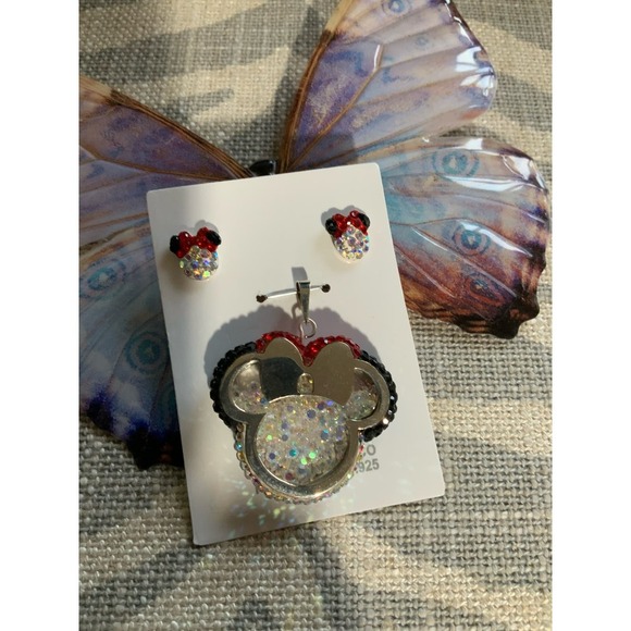 Sterling Silver 925 Minnie Mouse Charm Set with Crystals - Picture 3 of 6